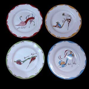 4 Rosanna Luncheon/Salad/ Dessert Plates High Heel Design 8.25 inch diameter